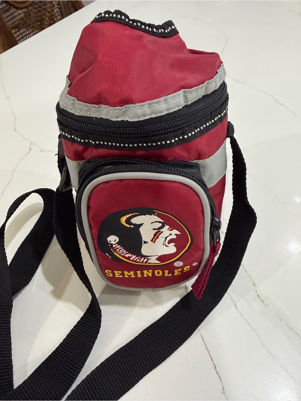 Maroon Seminoles Crossbody Bottle Bag with Adjustable Strap